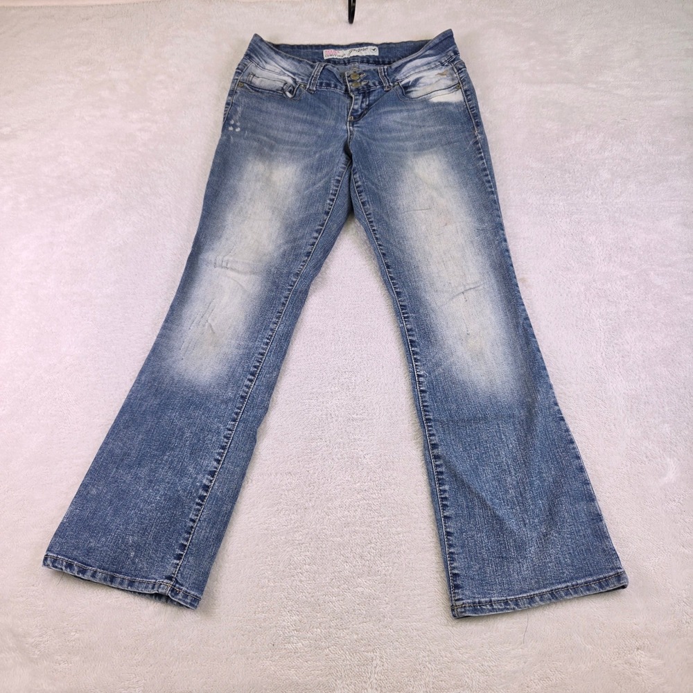 Grane Selma Low Rise Curvy Bootcut Jeans Medium Wash Blue Denim 32x30 Y2K 3572